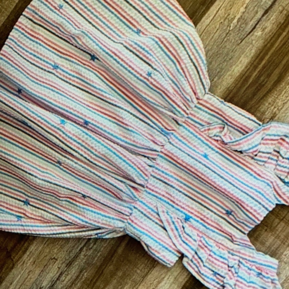 Colorful stripes ruffle sleeveless dress